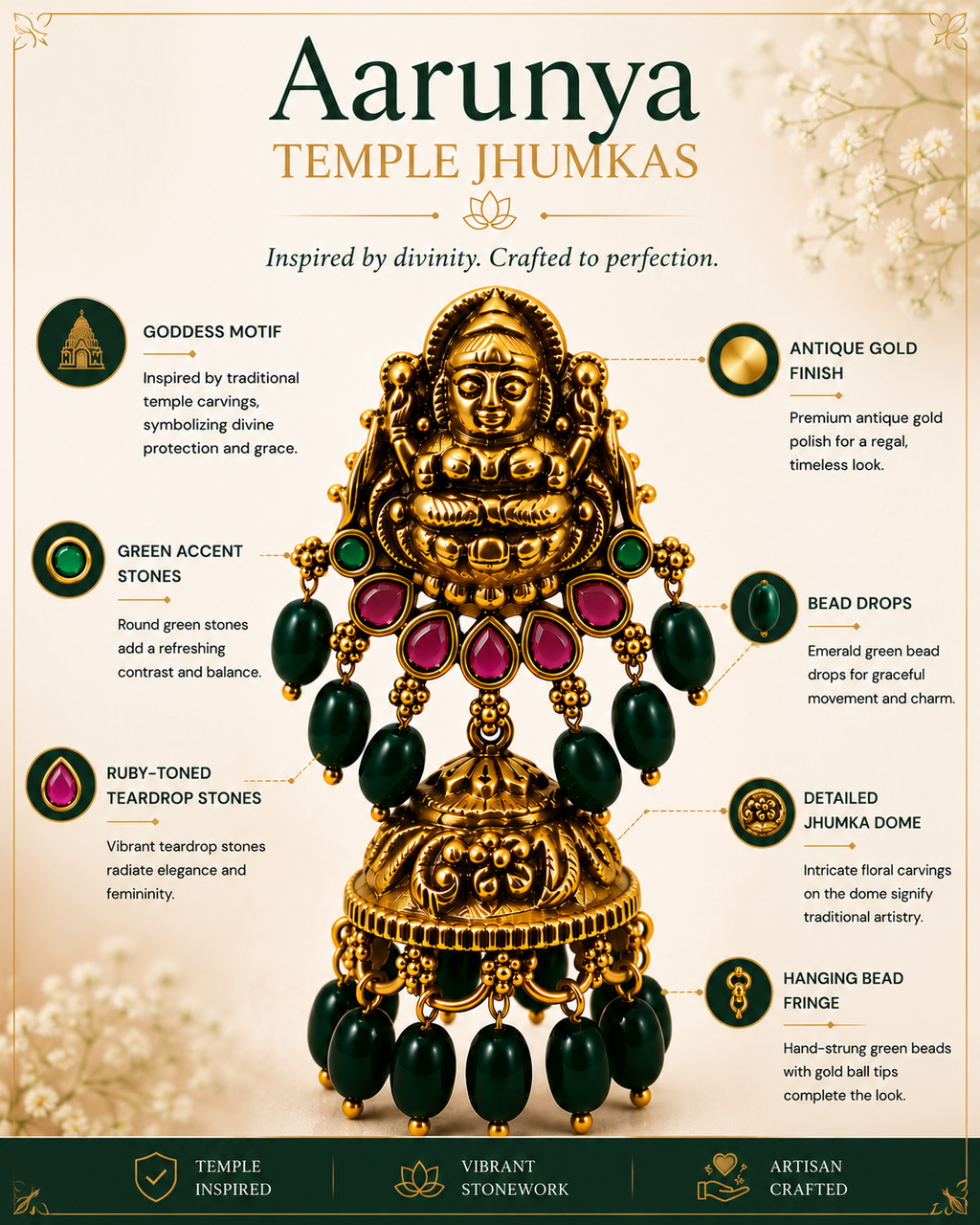Aarunya Temple Jhumkas