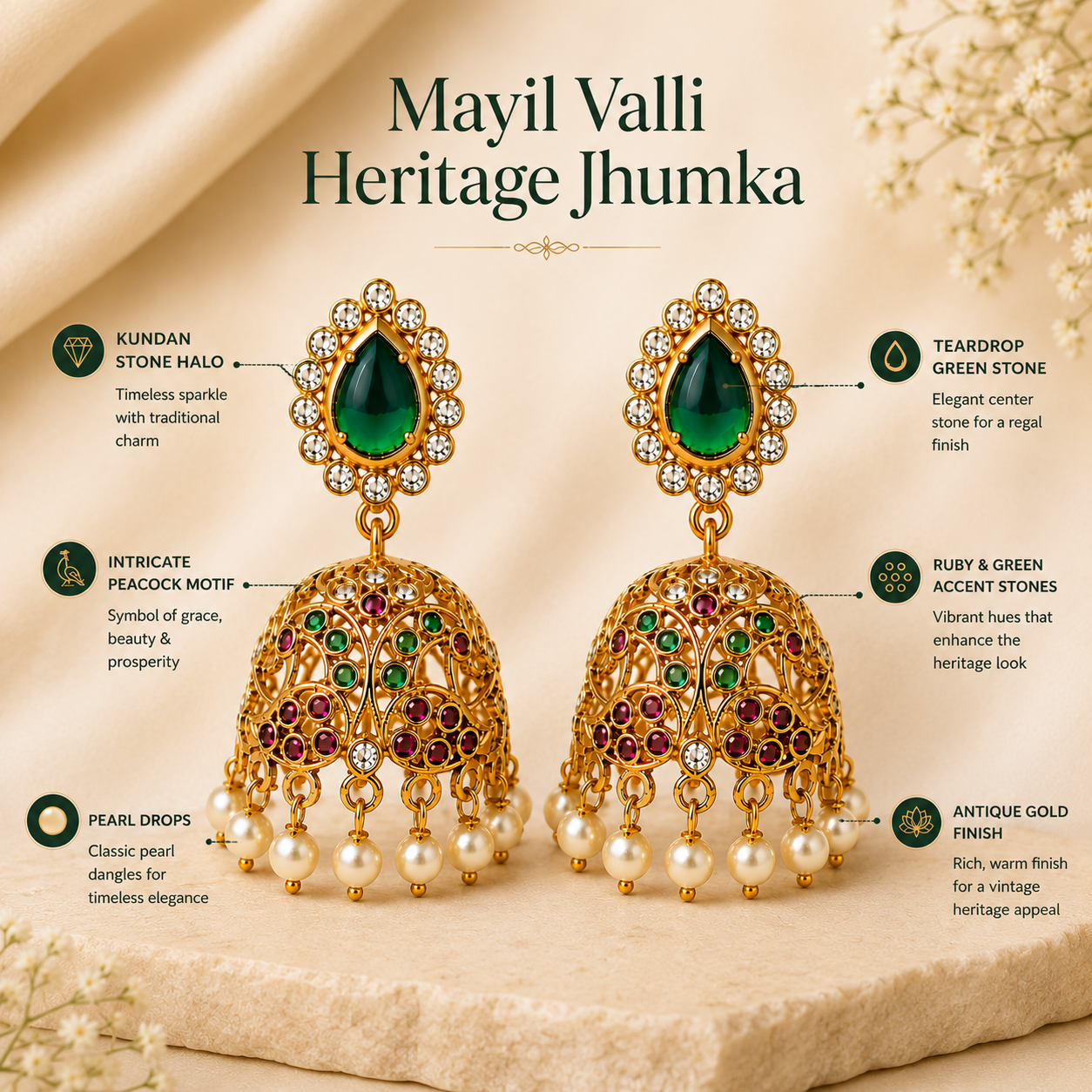 Mayil Valli Heritage Jhumkas